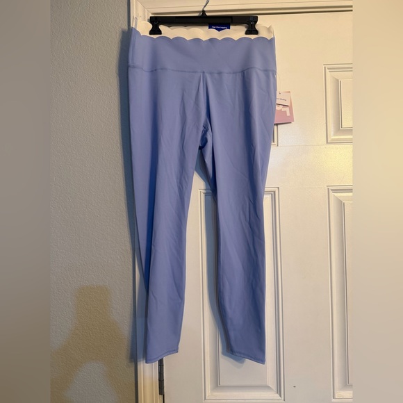 JoyLab Blue Scallop Leggings with White Trim - Picture 4 of 6